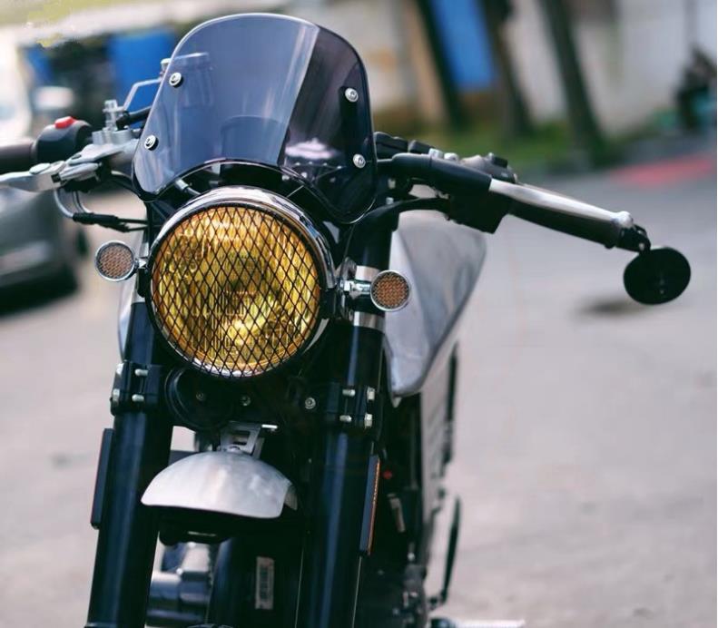 5-7 inch Motorcycle Retro Cafe Racer Headlight Windshield Instrument Visor Fit For Honda Yamaha XJR 1300 Suzuki GSX 1400 Royal 5