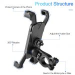 RAXFLY Bicycle Phone Holder For iPhone Samsung Motorcycle Mobile Cellphone Holder Bike Handlebar Clip Stand GPS Mount Bracket 5